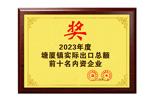 Top 10 Domestic Enterprises in Total Actual Exports, Tangxia Town 2023